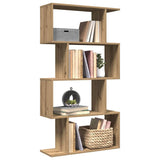 Room Divider Bookcase 4-Tier Artisan Oak 70x24x129 cm Engineered Wood 858110