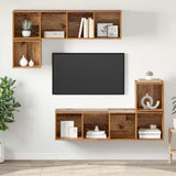 TV Cabinet Set Wall-mounted 4 pcs Old Wood Engineered Wood 3393126
