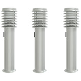 ZNTS Outdoor Floor Lamps with Outlet 3pcs Silver 60 cm Stainless Steel 4006374