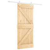 Sliding Door Natural and White 80 x 210 cm Solid Pine Wood 3445081