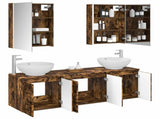 Bathroom Cabinet Set 5 pcs Smoked Oak Engineered Wood 3406491