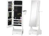 Jewellery Cabinet, Full Length Mirror with Storage, Free Standing Mirror with LED Lights, Hooks, T3398P340957
