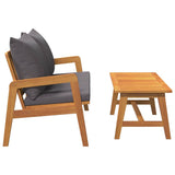 Bistro Set with Cushion 2 pcs Oil Natural Solid Acacia Wood 4106462