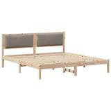 Bed Frame with Headboard Taupe 200 x 200 cm Solid Pine Wood 3394231