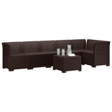 6-Seater Garden Sofa Rattan Look PP Brown 3444103