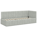 Corner Bed Frame with Headboard Light grey 80 x 200 cm Velvet 42016287