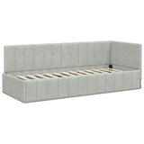 Corner Bed Frame with Headboard Light grey 80 x 200 cm Velvet 42016287