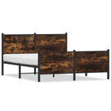 Metal Bed Frame without Mattress Smoked Oak 150x200 cm King Size 3301353