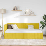 Corner Bed Frame with Headboard Yellow 90 x 200 cm Velvet 42016394