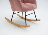 Mid Century Modern Teddy Fabric Tufted Upholstered Rocking Chair Padded Seat For Living Room W139760758