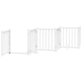 Dog Gate with Door Foldable 9 Panels White 450 cm Poplar Wood 3155703