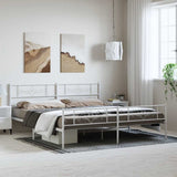 Metal Bed Frame without Mattress with Footboard White 193x203cm 355340