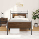 Bed Frame without Mattress Brown Oak 100x190 cm Engineered Wood 4107028