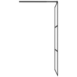 Walk-in Shower Wall 90x195 cm Frosted ESG Glass Black 151877