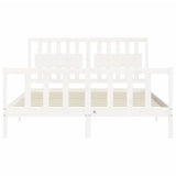 Bed Frame without Mattress White King Size Solid Wood Pine 3192432