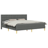 Bed Frame with Mattress Dark Grey Fabric 3415266
