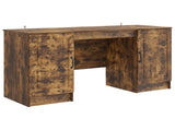 Desk with Shelf Smoked Oak 142.5 x 50 x 75 cm Engineered Wood 3414644