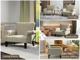Upholstered Accent Chair with Rolled Arms and Wood Legs, Armchair for Living Room Bedroom, Beige T3398P329554