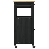 Kitchen Trolley MONZA Black 48 x 40 x 88.5 cm Solid Pine Wood 42027034