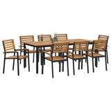 Garden Dining Set 9 pcs Black Solid Acacia Wood 3284404