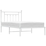 Bed Frame White Powder-Coated Steel Single Bed Frame 353580