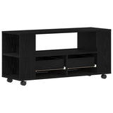 TV Cabinet with Wheels Black Oak 102x34.5x43 cm Engineered Wood 862479