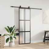 Sliding Door with Hardware Set Black 76x205 cm Tempered Glass 3375960