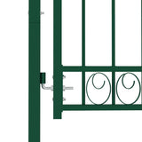 Fence Gate EMMEN with Spikes Steel 103x109.5 cm Green 146374