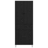 Highboard with Drawer 2 pcs Black Oak Engineered Wood and Glass 3416197