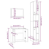 3 Piece Bathroom Furniture Set Smoked Oak Engineered Wood 3152716