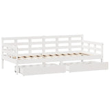 Daybed with Drawers without Mattress White 90x190 cm Single Solid Wood 3302143