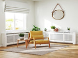 Set of 2 MDF Extendable Radiator Cover with Cabinet Shelving, Home Office Slatted Design, White T3398P378793