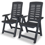 Garden Chair Set of 2 Anthracite Plastic Medium Foldable 43897