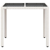 Garden Table with Glass Top White 90x90x75 cm Poly Rattan 368123