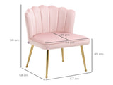 Shell Dining Chairs Set of 2, Upholstered Kitchen Chairs with Gold Metal Legs and Backrest, Velvet T3398P377926