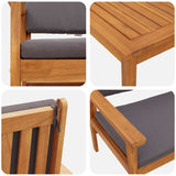 Garden Sofa Set with Cushion 5 pcs Brown Solid Acacia wood 3331814
