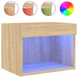 Bedside Cabinets with LED Lights Wall-mounted 2 pcs Sonoma Oak 837118