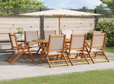 9 Piece Garden Dining Set Solid Wood Acacia and Textilene 3279271
