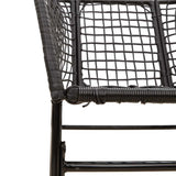 7 Piece Garden Dining Set Black Poly Rattan Glass 3334588