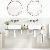 Basin Shelf Wall Mounted Steel and Solid Wood Acacia 3302732