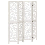 Room Divider 4 Panels White Solid Wood Paulownia 358738