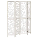 Room Divider 4 Panels White Solid Wood Paulownia 358738