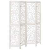 Room Divider 4 Panels White Solid Wood Paulownia 358738