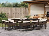 11 Piece Garden Dining Set with Cushions Brown Poly Rattan 3211389