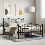 Metal Bed Frame without Mattress with Footboard Black 140x200cm 353458