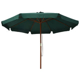 Garden Parasol with Wooden Pole 330 cm Green 47213