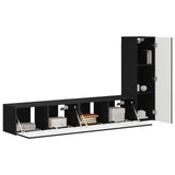 TV Cabinet Set Wall-mounted 3 pcs Black Engineered Wood 3408989