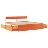 Bed Frame without Mattress Wax Brown 180x200 cm Super King Solid Wood Pine 3282341