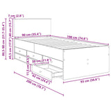 Daybed Manual Grey Sonoma and Black 90 x 190 cm Engineered Wood 3408527