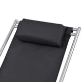 Sunlounger Set of 2 Black Powder-coated steel frame, PVC seat 42936